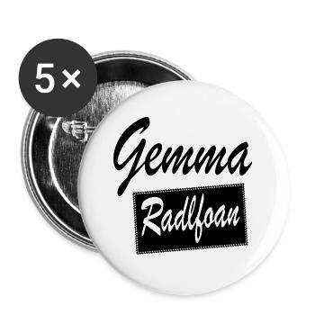 Gemma Radlfoan Dialekt Wien Österreich schwarz - Buttons groß 56 mm (5er Pack) - Weiß - Vorne