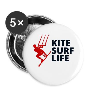 Kitesurfen Kiteboarding Kiteboarder Kitesurf - Buttons groß 56 mm (5er Pack) - Weiß - Vorne
