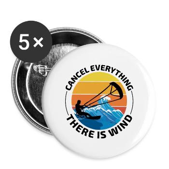 Kitesurfen Kiteboarding Kiteboarder Kitesurf - Buttons groß 56 mm (5er Pack) - Weiß - Vorne