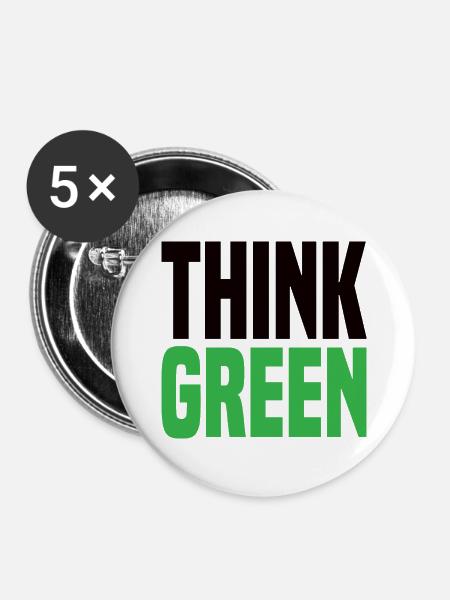 Think Green - Buttons groß 56 mm (5er Pack) - Weiß