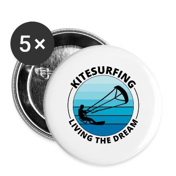 Kitesurfen Kitesurfen Kiteboarding Kiteboarder - Buttons groß 56 mm (5er Pack) - Weiß - Vorne