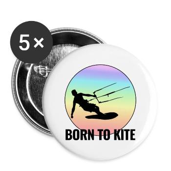 Kitesurfen Kitesurfen Kiteboarding Kiteboarder - Buttons groß 56 mm (5er Pack) - Weiß - Vorne