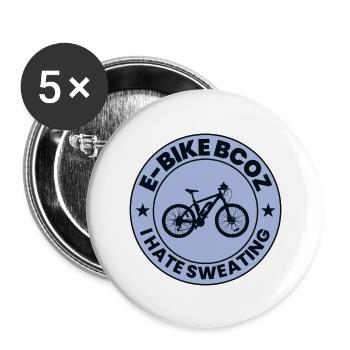 E-Bike Elektro-Fahrrad E-Radfahrer Fahrradfahrer - Buttons groß 56 mm (5er Pack) - Weiß - Vorne