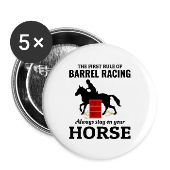 Barrel Racer Rodeo Racing Reiten Reiten Rennen - Buttons groß 56 mm (5er Pack) - Weiß - Vorne