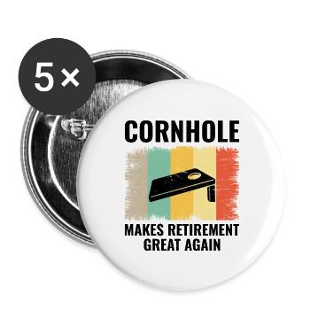 Cornhole Bean Bag Toss Lawn Game Retirement Funny - Buttons large 2.2''/56 mm (5-pack) - white - Front