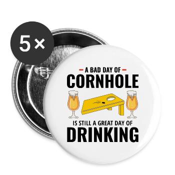 Cornhole Drinking Bean Bag Toss Outdoor Lawn Game - Buttons large 2.2''/56 mm (5-pack) - white - Front
