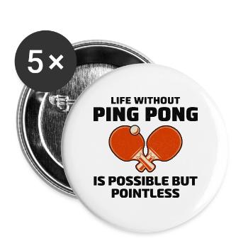 Ping Pong Master Table Tennis Coach Paddle Player - Buttons large 2.2''/56 mm (5-pack) - white - Front