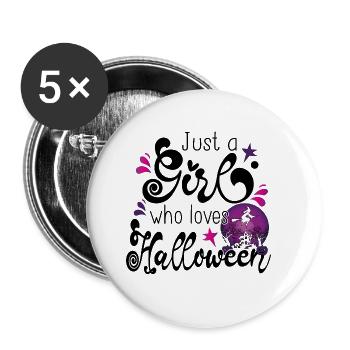 Halloween Girl November Gift Cadeau - Lot de 5 grands badges (56 mm) - blanc - Devant