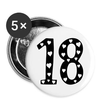 18th birthday with heart - Buttons large 2.2''/56 mm (5-pack) - white - Front