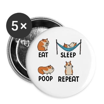Nagetier Meerschwein Meerschweinchen - Buttons groß 56 mm (5er Pack) - Weiß - Vorne