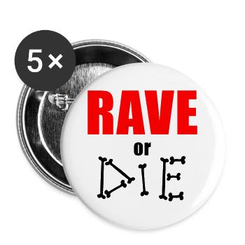 Lettrage Rave ou The Bones - Lot de 5 grands badges (56 mm) - blanc - Devant