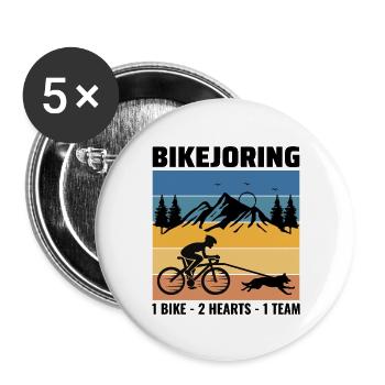 Bikejöring HundScooting Hund Sport Fahrrad Fahrrad Fahrt - Buttons groß 56 mm (5er Pack) - Weiß - Vorne