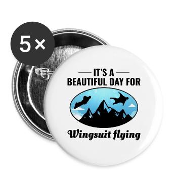 Wingsuit flying Base Jumping Skydiving Wingsuiting - Buttons large 2.2''/56 mm (5-pack) - white - Front