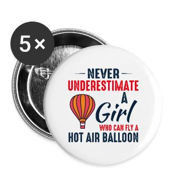 Heißluftballonfahrt Hopper Ballonfahrt Ballonfahrer - Buttons groß 56 mm (5er Pack) - Weiß - Vorne