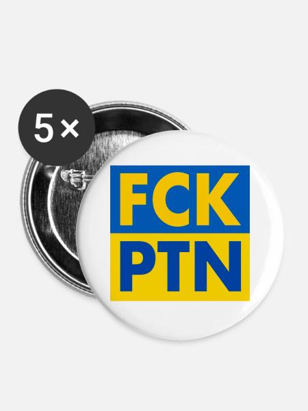 Fck ptn - Buttons groß 56 mm (5er Pack) - Weiß