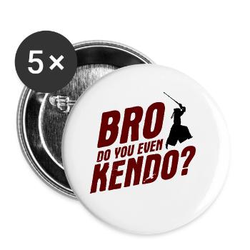 Japanischer Schwertkampf Kendo - Buttons groß 56 mm (5er Pack) - Weiß - Vorne