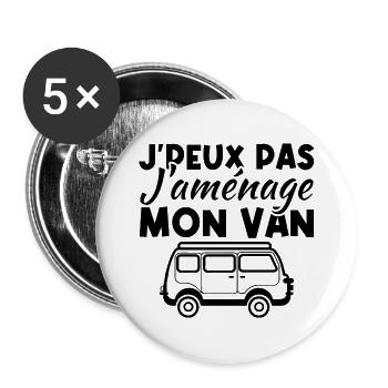 J'peux pas j'aménage mon van - Lot de 5 grands badges (56 mm) - blanc - Devant