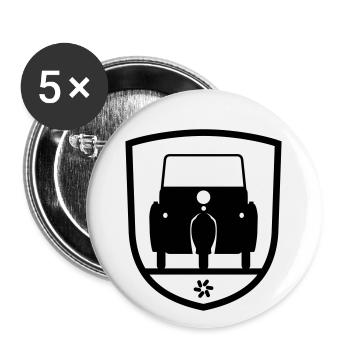 Krause Duo Brandis Emblem (+ Dein Text) - Buttons groß 56 mm (5er Pack) - Weiß - Vorne