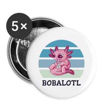 Boba Bubble Tea Axolotl Bobalotl - Buttons large 2.2''/56 mm (5-pack) - white - Front