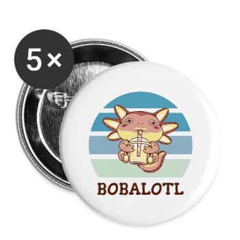 Boba Bubble Tea Axolotl Bobalotl - Buttons groß 56 mm (5er Pack) - Weiß - Vorne