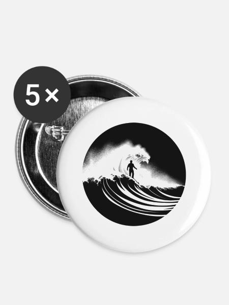 Minimalistische Welle - Buttons groß 56 mm (5er Pack) - Weiß