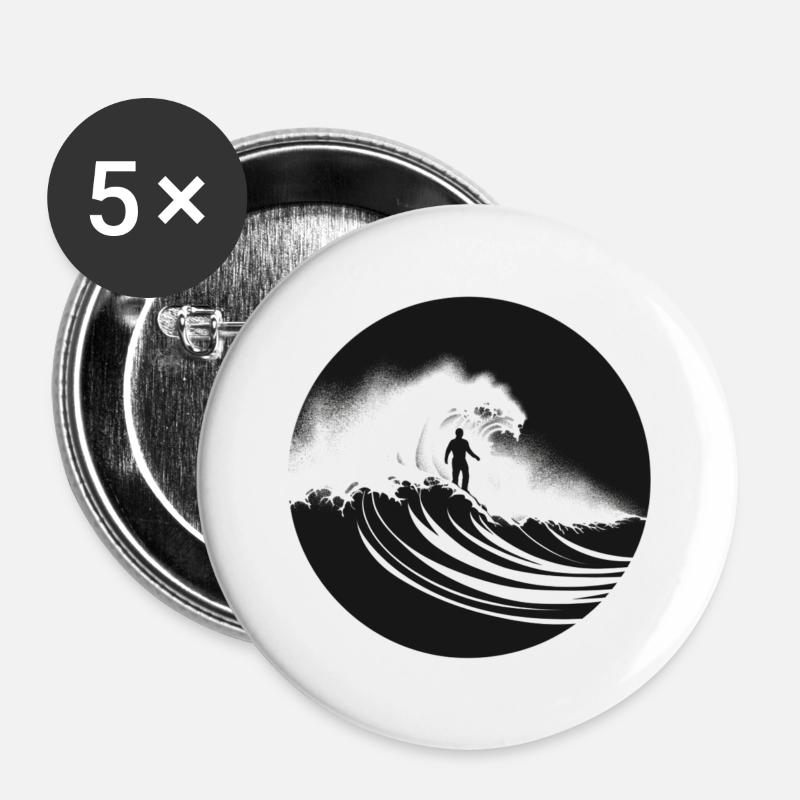 Minimalist wave - Buttons large 2.2''/56 mm (5-pack) - white