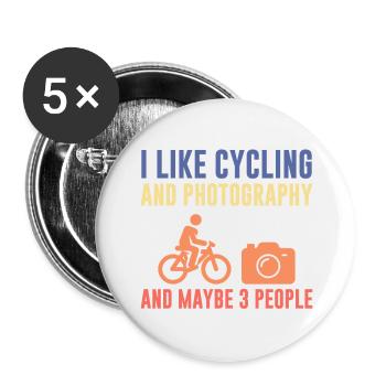 I Like Cycling and Photography Funny Quote - Buttons large 2.2''/56 mm (5-pack) - white - Front