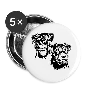 Chiens de chasse Terrier allemand Portrait Wilsigns - Lot de 5 grands badges (56 mm) - blanc - Devant