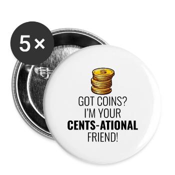 Coin Collecting Collector Numismatic Numismatist - Buttons large 2.2''/56 mm (5-pack) - white - Front