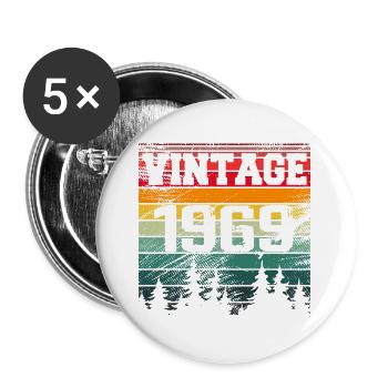 1969 Cadeau D'anniversaire Vintage 1969 Rétro - Lot de 5 grands badges (56 mm) - blanc - Devant