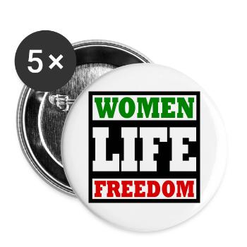 Women life freedom - Buttons large 2.2''/56 mm (5-pack) - white - Front