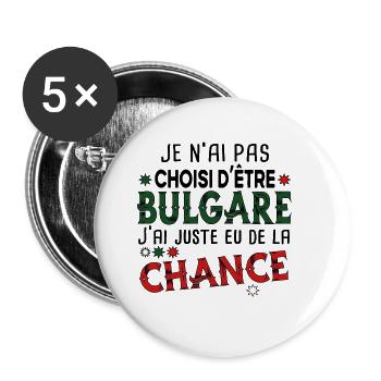 Bulgare Bulgarie Europe Cadeau Pays Humour - Lot de 5 grands badges (56 mm) - blanc - Devant