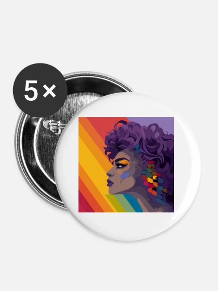 Rainbow Women - Buttons groß 56 mm (5er Pack) - Weiß