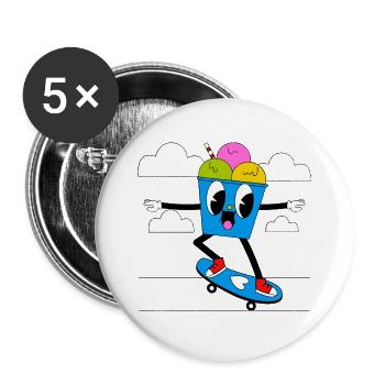 Skate Funny - Buttons large 2.2''/56 mm (5-pack) - white - Front