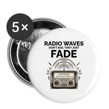 Ondes radio éternelles Vintage Amateur Ham Radio - Lot de 5 grands badges (56 mm) - blanc - Devant