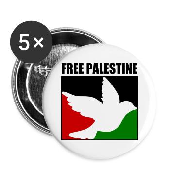 Free palestine - Lot de 5 grands badges (56 mm) - blanc - Devant