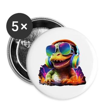 Cool Baby Crocodile avec casque cadeau crocodile - Lot de 5 grands badges (56 mm) - blanc - Devant