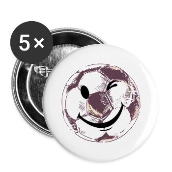 Sourire de football - Lot de 5 grands badges (56 mm) - blanc - Devant