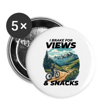 Trailfahren, Schotterfahren, Mountainbiken, Radfahren - Buttons groß 56 mm (5er Pack) - Weiß - Vorne