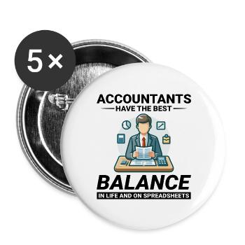Comptable Comptabilité Tenue de livres Finance Drôle - Lot de 5 grands badges (56 mm) - blanc - Devant
