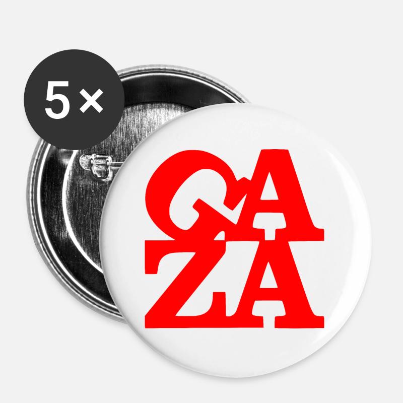 Gaza - Buttons groß 56 mm (5er Pack) - Weiß