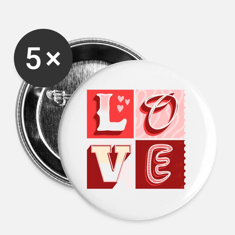 Love Love Scripture Heart Partner Couple In Love - Buttons large 2.2''/56 mm (5-pack) - white