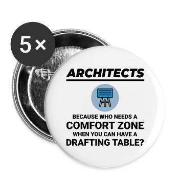 Table à dessin d’architecte Construction Architecture - Lot de 5 grands badges (56 mm) - blanc - Devant