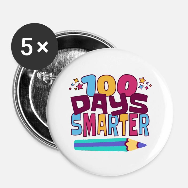 100 days smarter - Buttons large 2.2''/56 mm (5-pack) - white