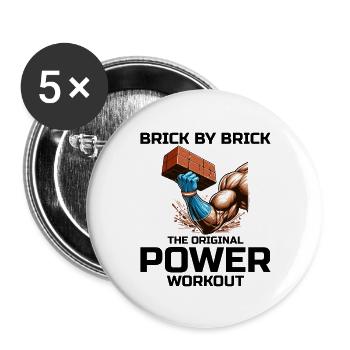Bricklayer Bricklaying Humor Power Workout Funny - Buttons large 2.2''/56 mm (5-pack) - white - Front