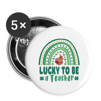 Le bonheur d’être enseignant - Lot de 5 grands badges (56 mm) - blanc - Devant