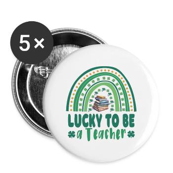 Le bonheur d’être enseignant - Lot de 5 grands badges (56 mm) - blanc - Devant