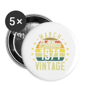 Vintage March 1971 vintage gift anniversary 1971 - Buttons large 2.2''/56 mm (5-pack) - white - Front