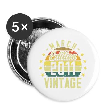 Vintage mars 2011 vintage cadeau anniversaire 2011 - Lot de 5 grands badges (56 mm) - blanc - Devant
