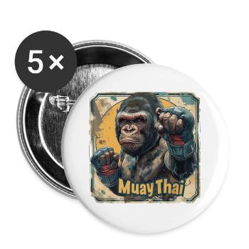 Urbaner Flair: Muay Thai Fashion für Individualist - Buttons groß 56 mm (5er Pack) - Weiß - Vorne
